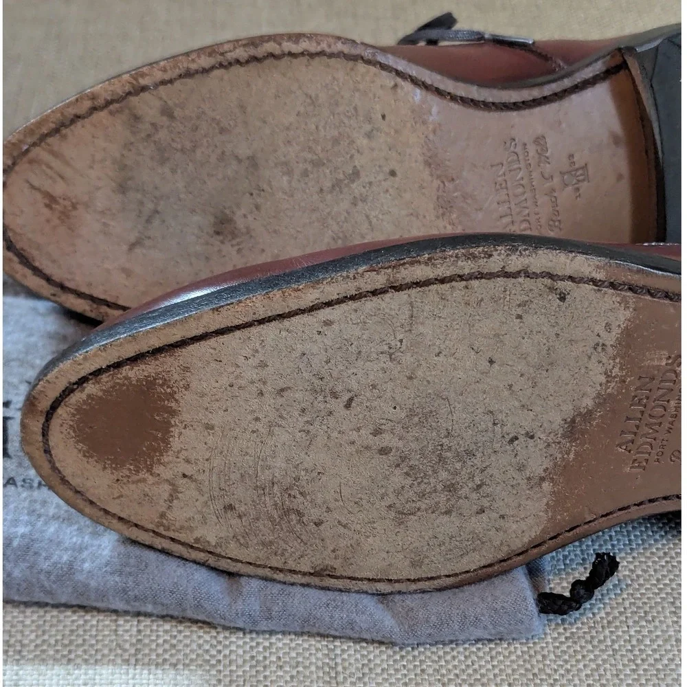 Allen Edmonds Carlyle Oxford Brown Leather Toe Dress Shoes Mens 9 E